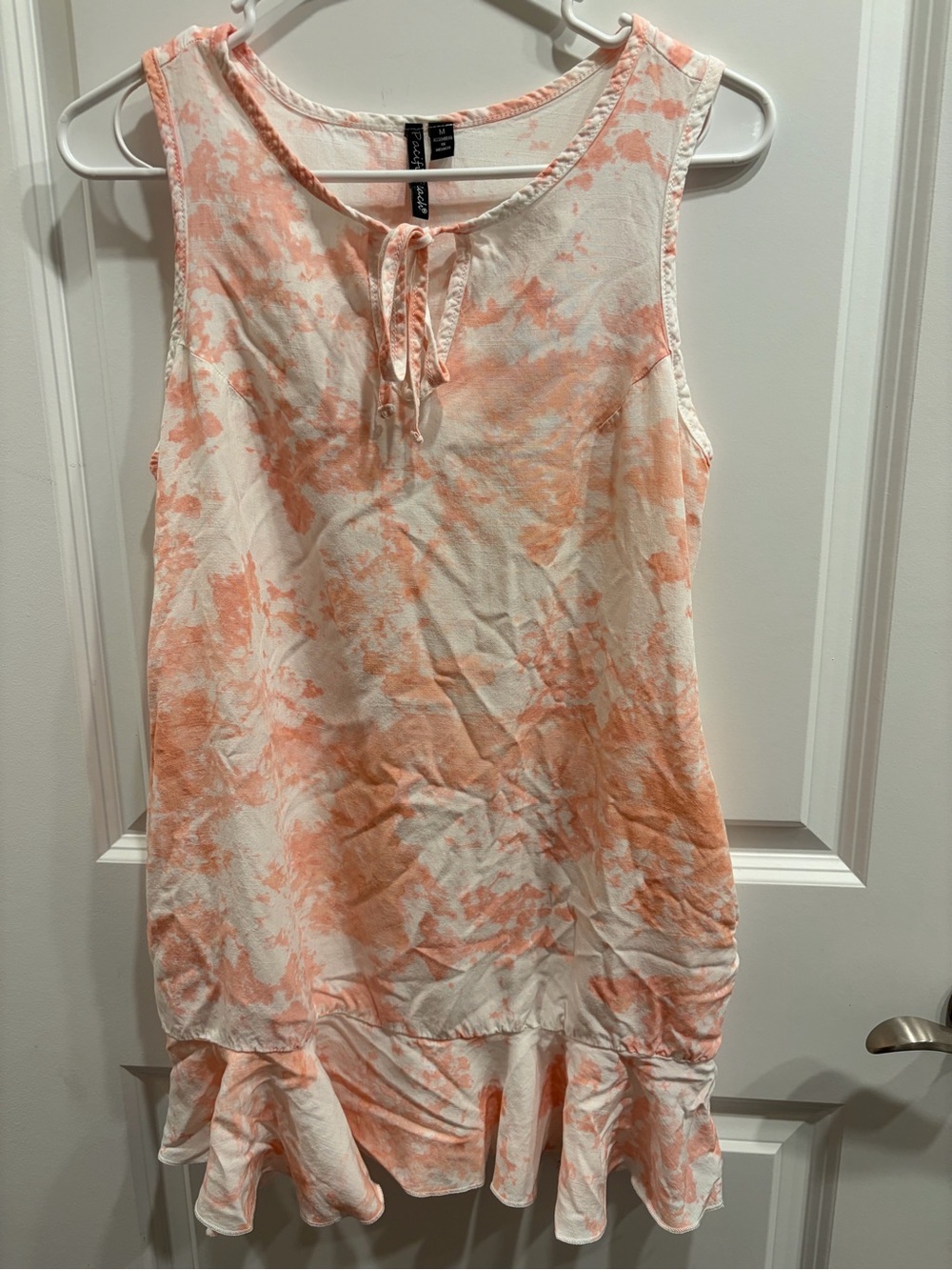 Pacific Beach Women's Swimsuit Cover Up Size Medium Pink and White Ruffle